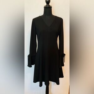 Calvin Klein Black Long-Sleeve Tie-Cuff A-Line Dress